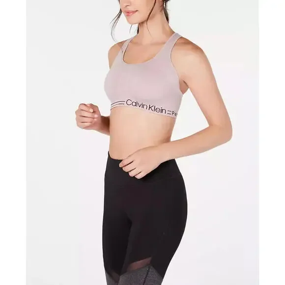 Calvin Klein Performance  Medium Impact Sports Bra Metallic Purple XS - Picture 2 of 6